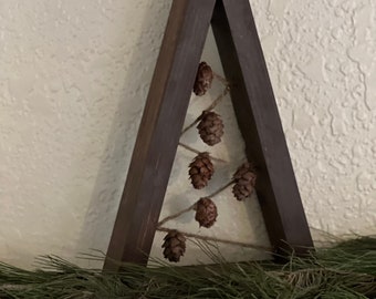 Wooden Christmas Tree Decor, Mantle Christmas Tree, Minimalist Wood Christmas Tree, Pinecone Christmas Tree Decorative, Modern Tree Decor