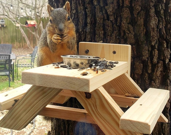 Handmade Squirrel Picnic Table Squirrel Feeder Picnic Table for Squirrel Fence Picnic Table for
