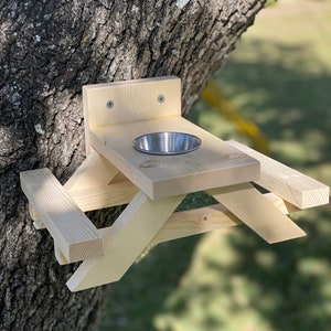 Handmade Squirrel Picnic Table - Squirrel Feeder- Picnic Table for Squirrel - Fence Picnic Table for Squirrels - Squirrel Gift - Birdfeeder