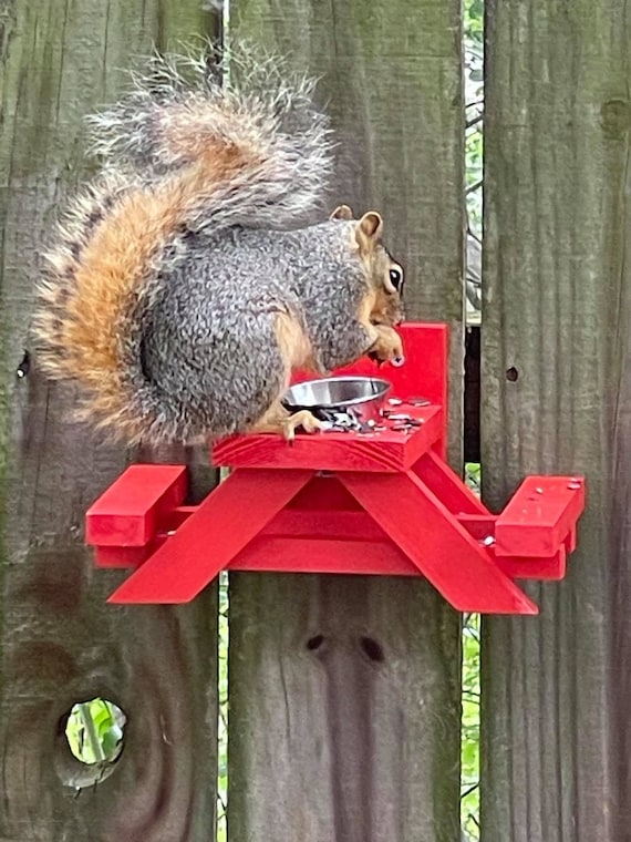 Handmade Squirrel Picnic Table Red Picnic Table for Squirrel Etsy