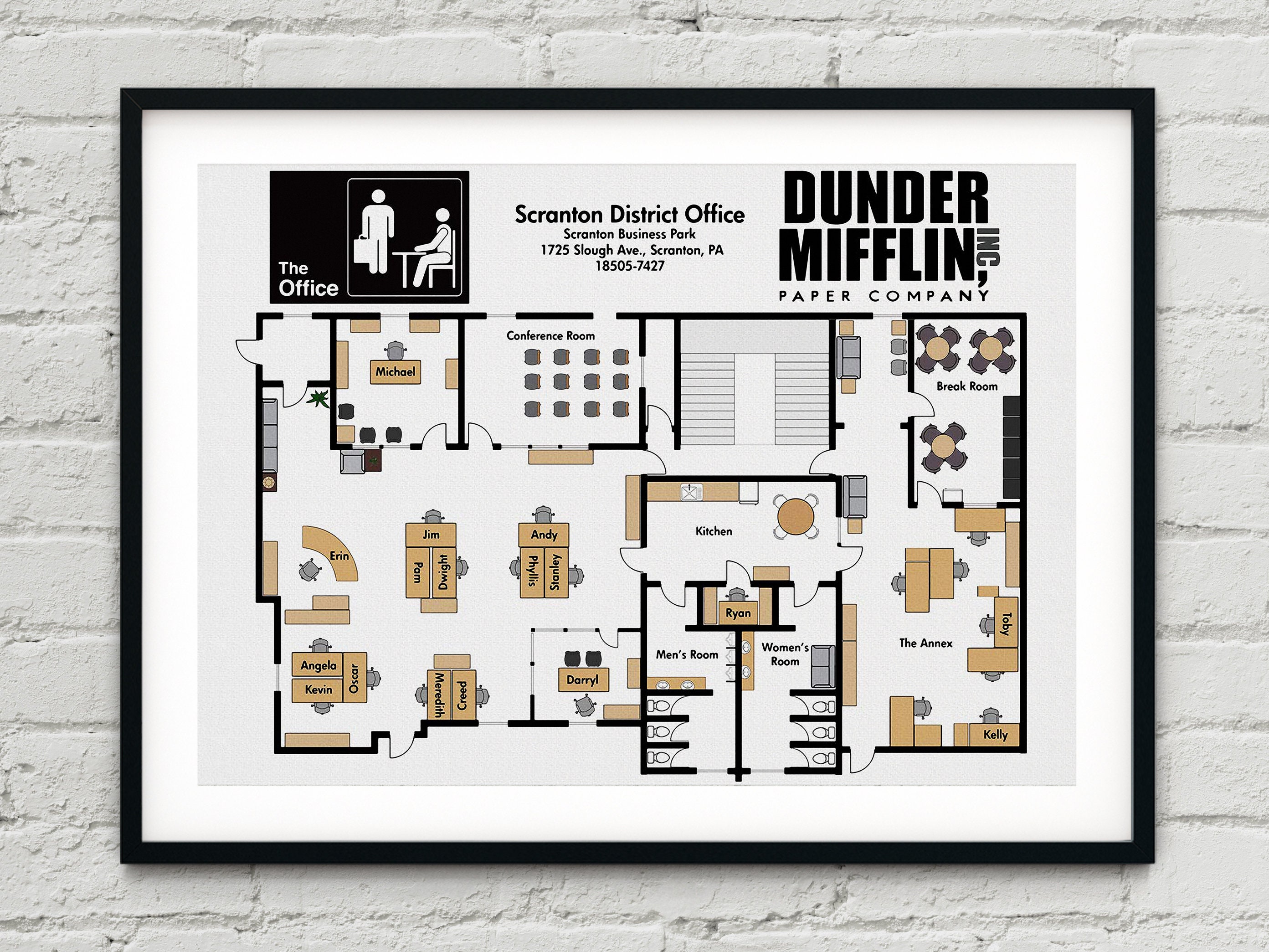 The Office US TV Series Floor Plan Dunder Mifflin Poster