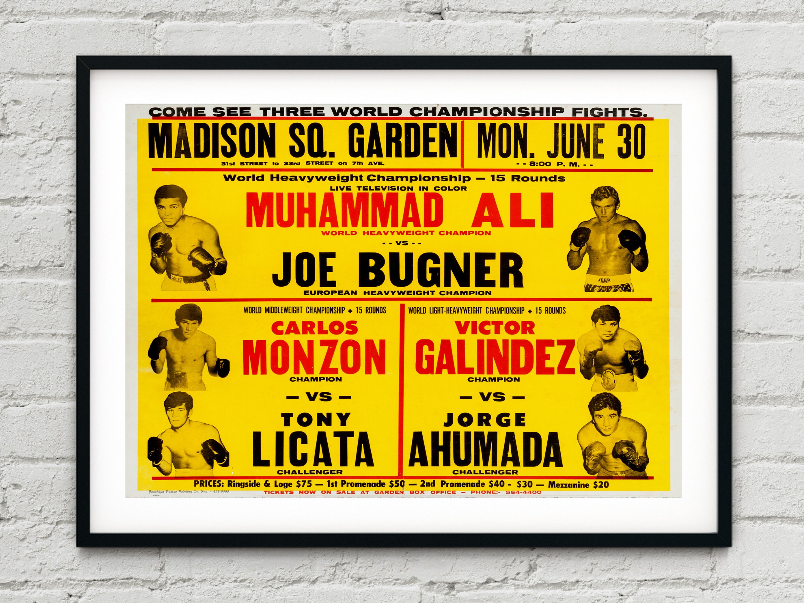 Muhammad Ali vs. Joe Bugner II 1975 Fight Poster Boxing Wall | Etsy