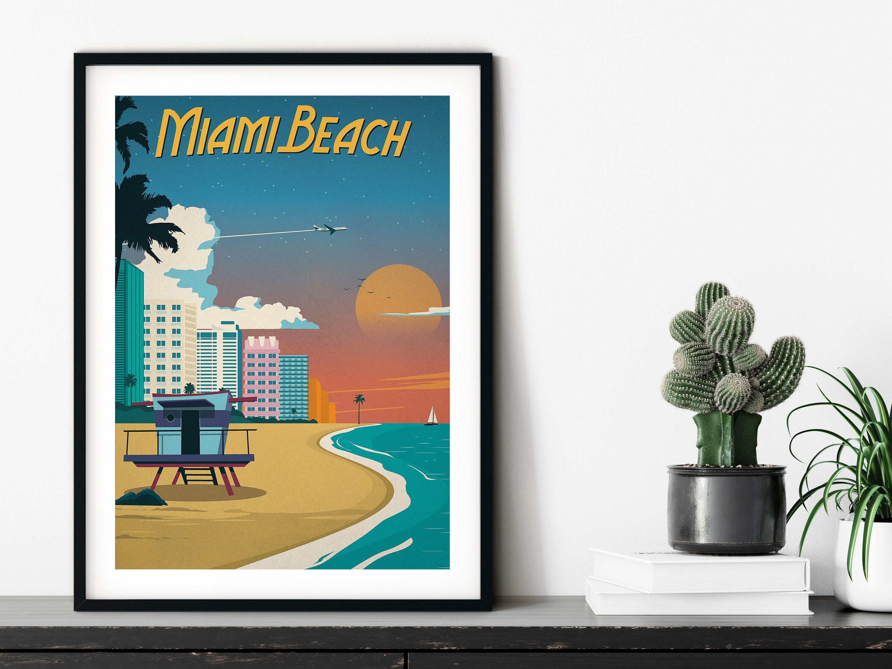Miami Beach Travel Poster Wall Art Print Photo Etsy