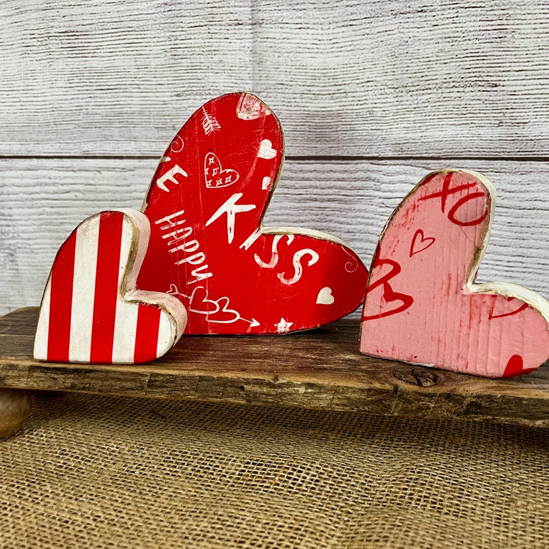 Rustic Heart Collection Handmade Rustic Wooden Heart Set | Farmhouse Valentine Decor - Etsy
