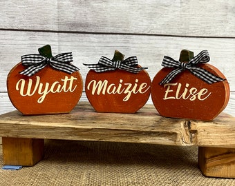 Personalized Pumpkin Family for Halloween - wood block set