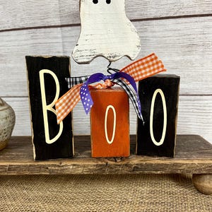 BOO Halloween Block set  for mantel, shelf, desktop, table, window sill
