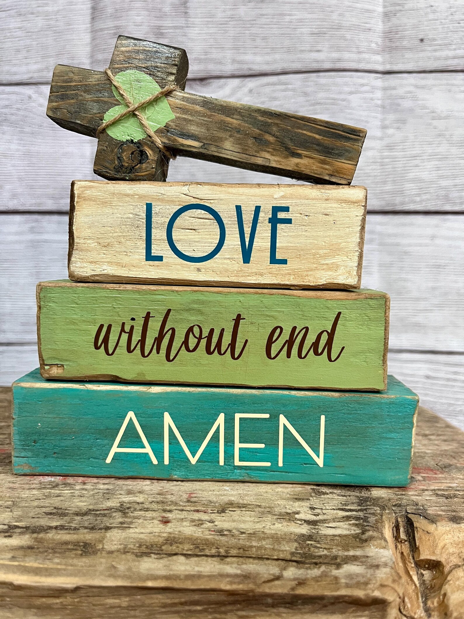 Easter Inspirational Block Stack Sign, Wood, for Mantel, Desk, Tabletop ...
