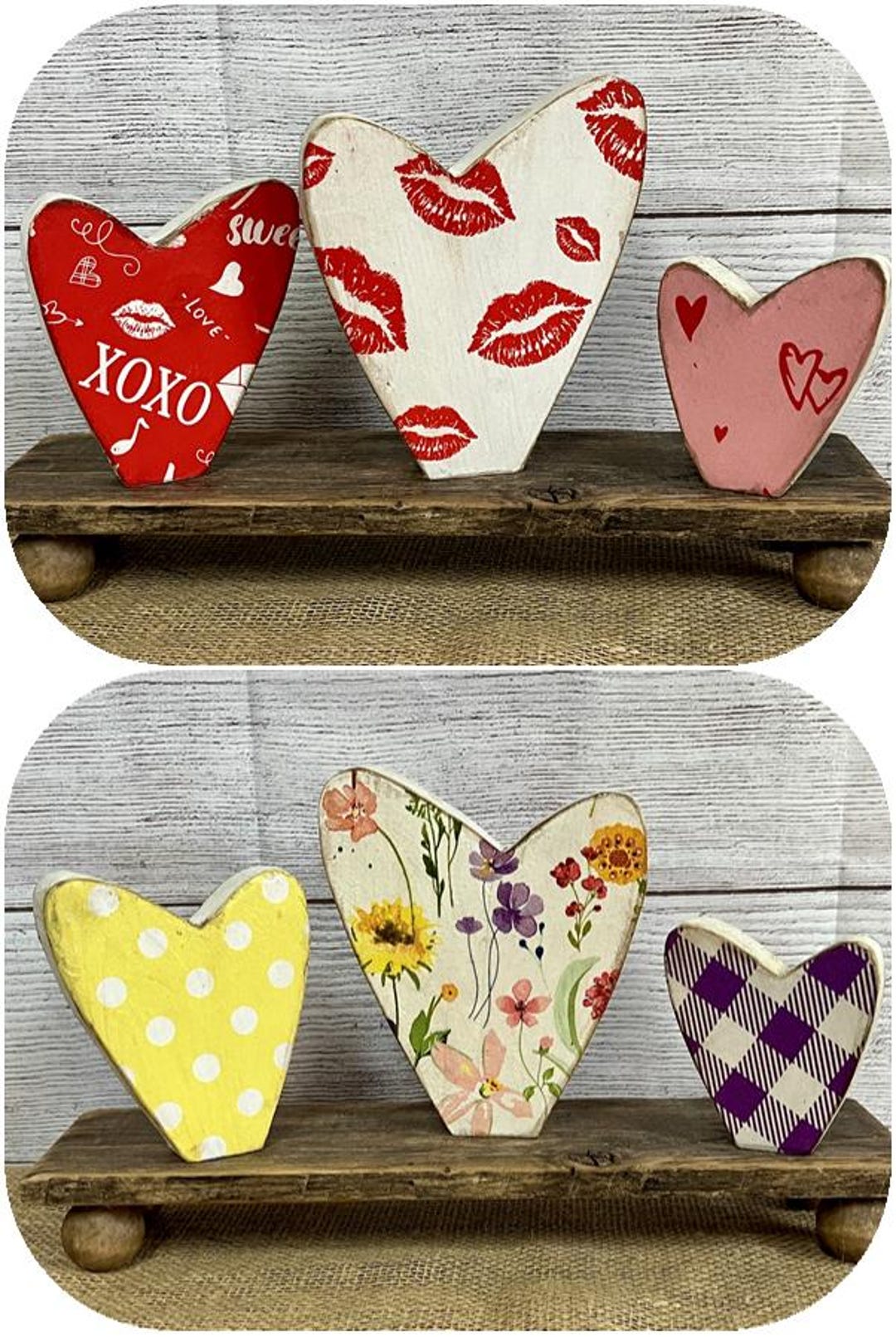 Small Rustic Heart Rustic Wooden Hearts Set | Handmade Farmhouse Valentine Decor | Rustic ...