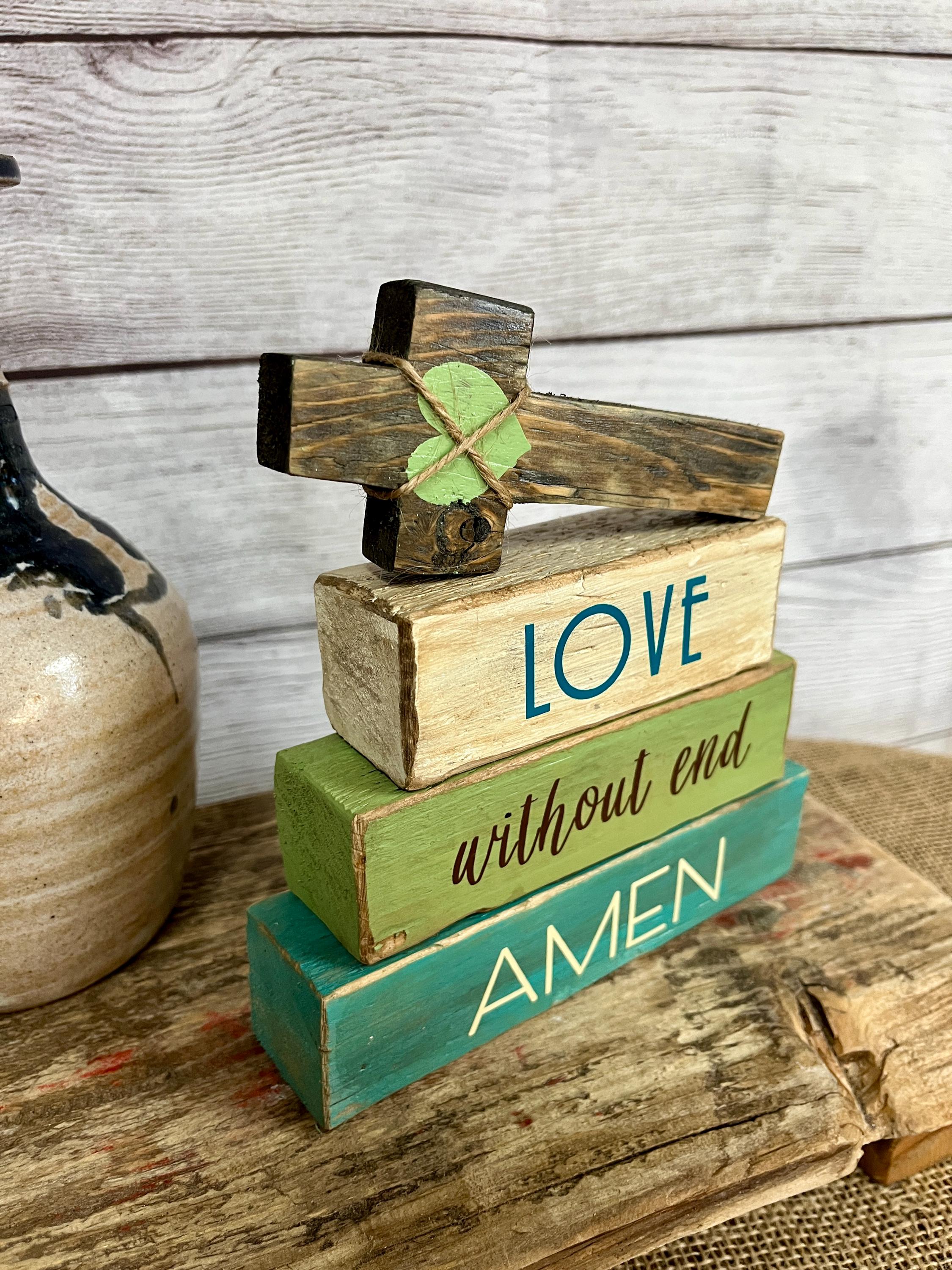 Easter Inspirational Block Stack Sign, Wood, for Mantel, Desk, Tabletop ...