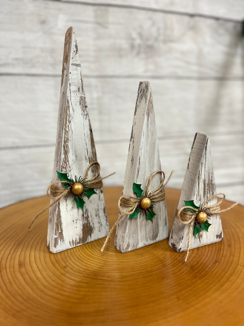 Wooden Christmas Tree Set of 3 Primitive Wood, Rustic Christmas Decor Etsy