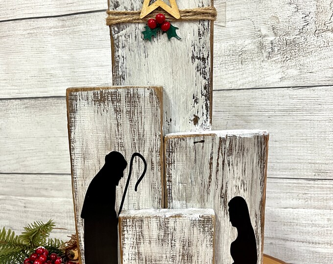 Wooden Christmas Nativity Set for Table, Shelf, Mantel Etsy