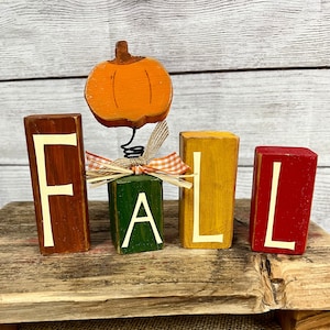 Fall Block set  for mantel, shelf, desktop, table, window sill