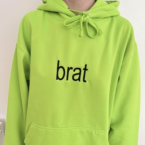 Hyperpop Y2K Hoodie, Classic Vintage Style Rave Hoodie, Brat Green Hoodie with Embroidery, Charli XCX inspired