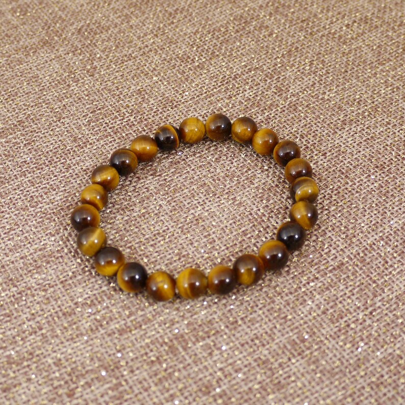 TIGER EYE bracelet in natural stone beads from fair trade for lithotherapy Oeil tigre poli