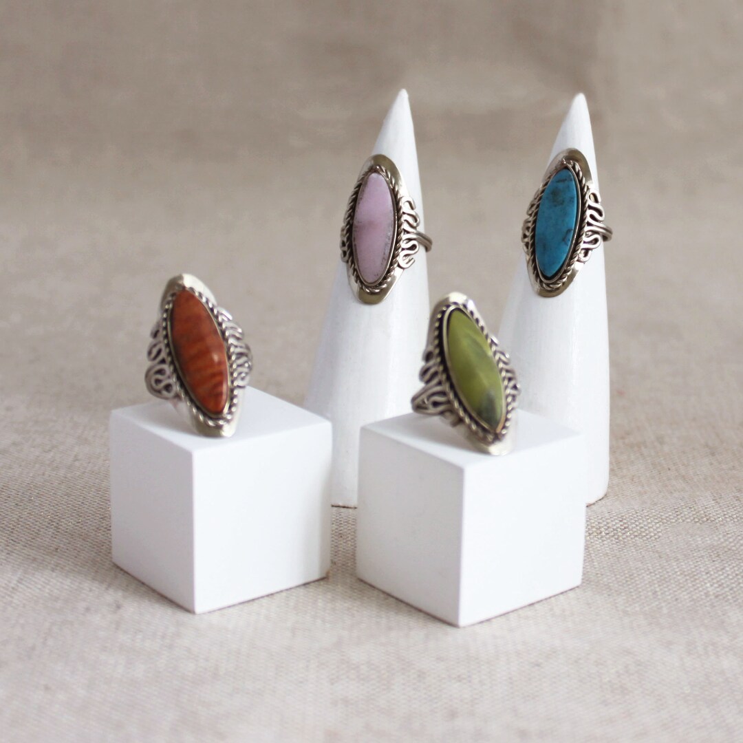 Bague Réglable En Serpentine Naturelle Et Argent Massif 925 - Pierre Ovale 20x17x6mm - Taille 54 à 60 - Made In France