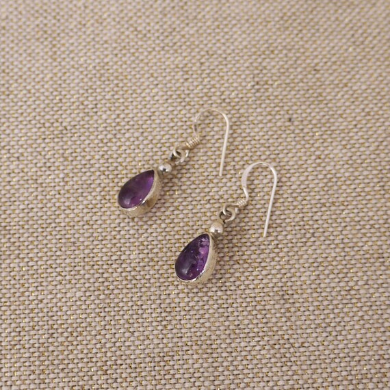 Boucles D'oreilles Argent 925 Avec Améthyste Naturelle, Monture Rhomboïde, Oriental Art
