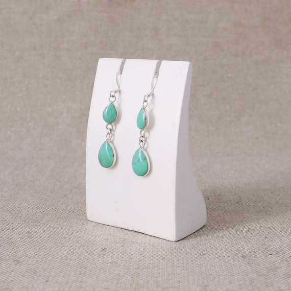 Boucles D'Oreilles Bleu Turquoise En Nacre Abalone & Œil De Sainte-Lucie - Neuf