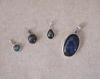 LABRADORITE necklace mounted on Silver 925 thousandth round pendants, drop or oval with chain