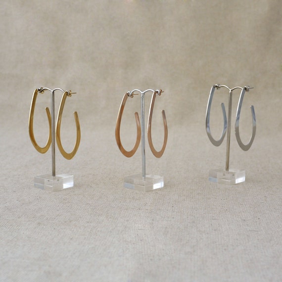 Boucles D'Oreilles Créoles Originales – Acier Inoxydable – Argenté (Neuf)