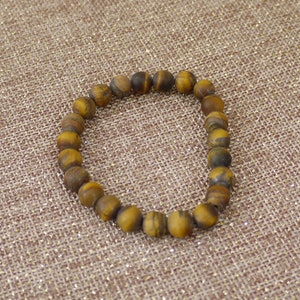 TIGER EYE bracelet in natural stone beads from fair trade for lithotherapy Dépoli / mat