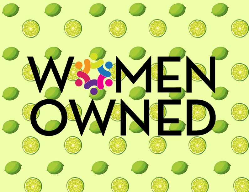 women-owned key lime art work with key limes in the background