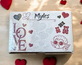 Personalized Valentine Candy Gift Box with Gummies and Red Velvet Dark Chocolate Cherries