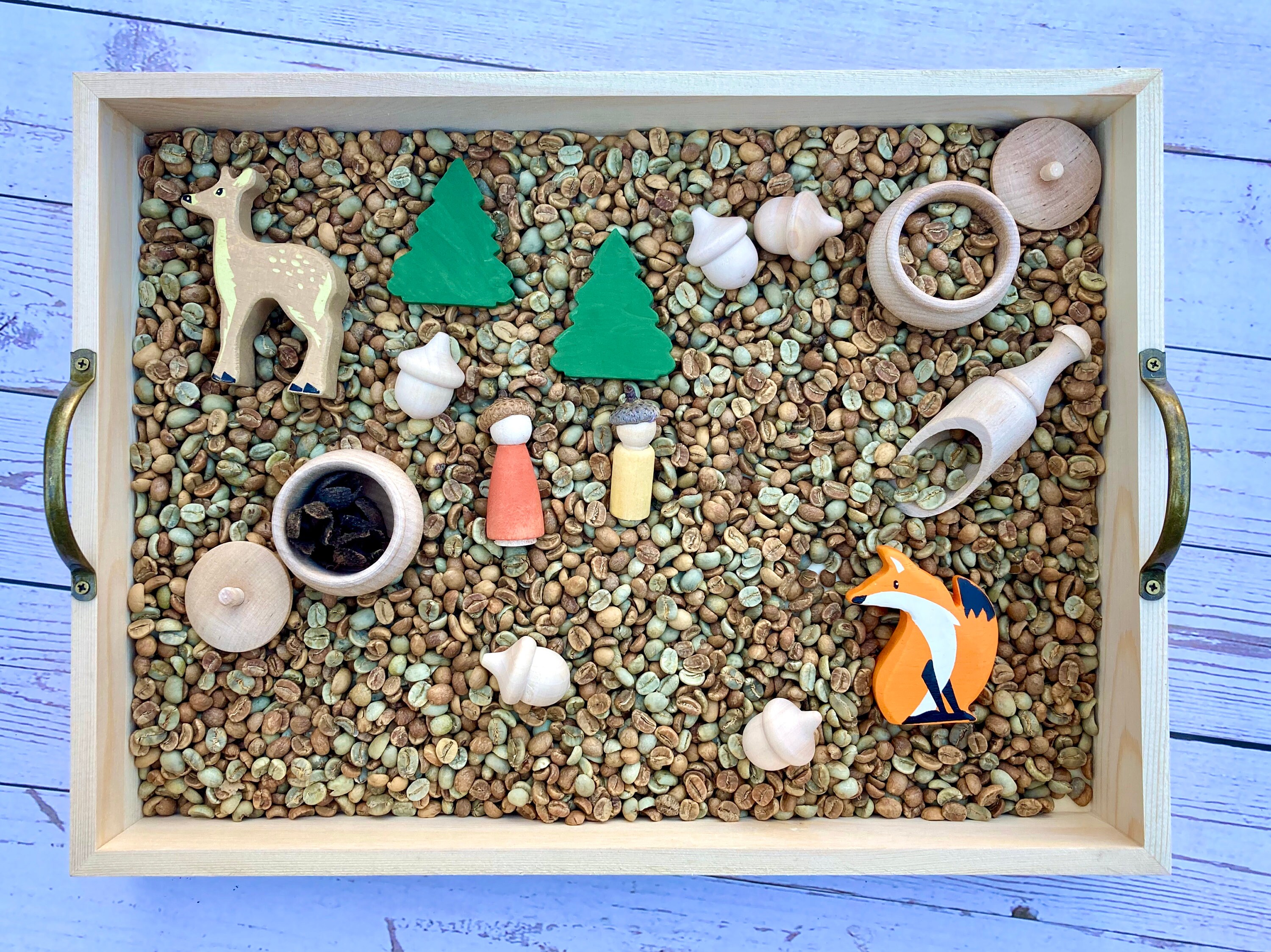 Ecofriendly Sensory Bin FOREST themed Wood toys Etsy