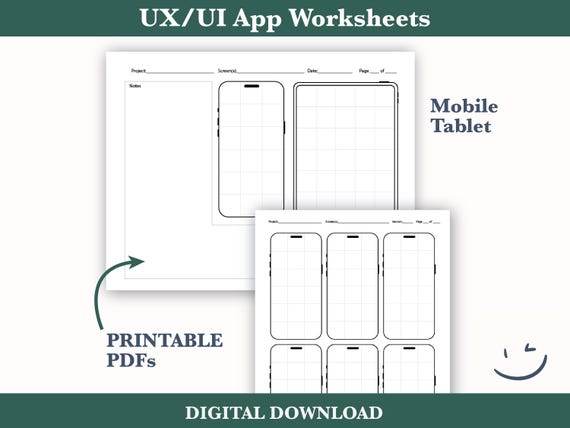 UX/UI App Wireframe Templates | Mobile & Tablet Planner (Digital Download)
