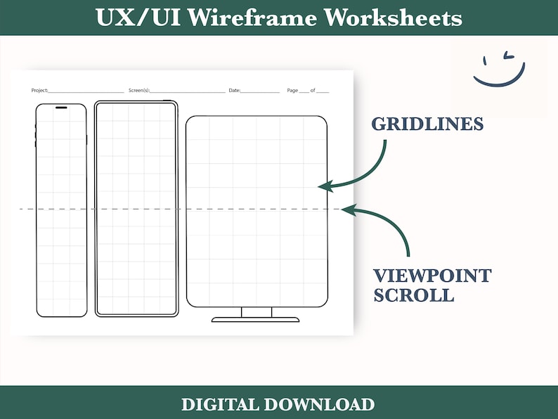 Wireframe Worksheet.pdf UX/UI Wireframe Templates | Website & App Design (PDF Download) - Etsy