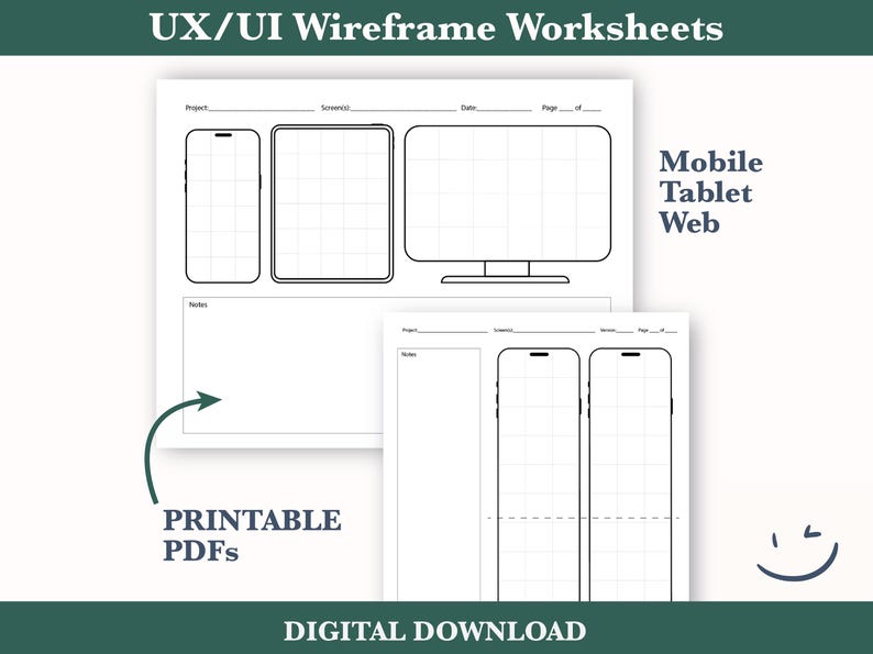UX/UI Wireframe Templates | Website & App Design (PDF Download) - Etsy