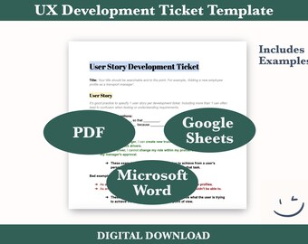 User Story Development Ticket Template | Agile UX/UI (PDF Download)