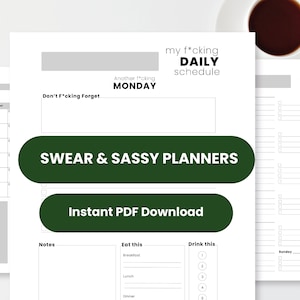 Swear Word Planner | Daily, Weekly & Monthly Printable | Funny Adult Planner PDF | Productivity Planner with Cursing | Digital Download