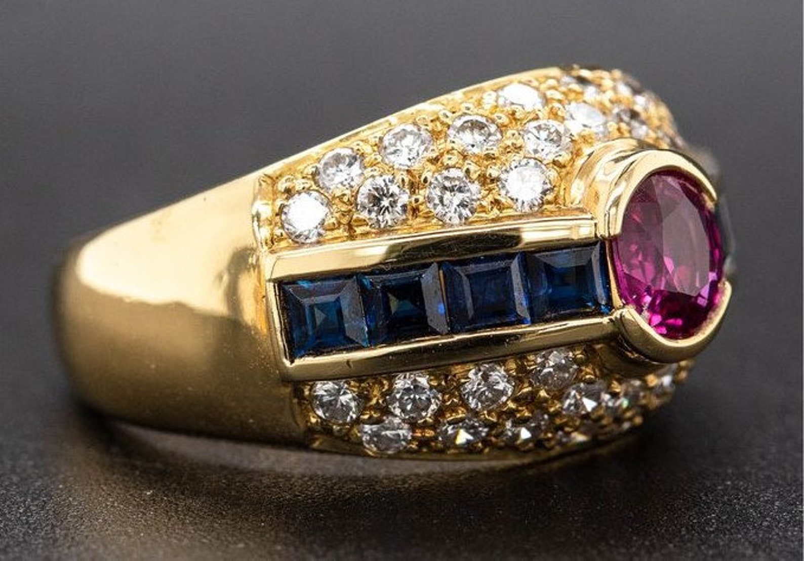 Yellow gold ring 18kt with natural ruby 0.53 ct 8 natural | Etsy