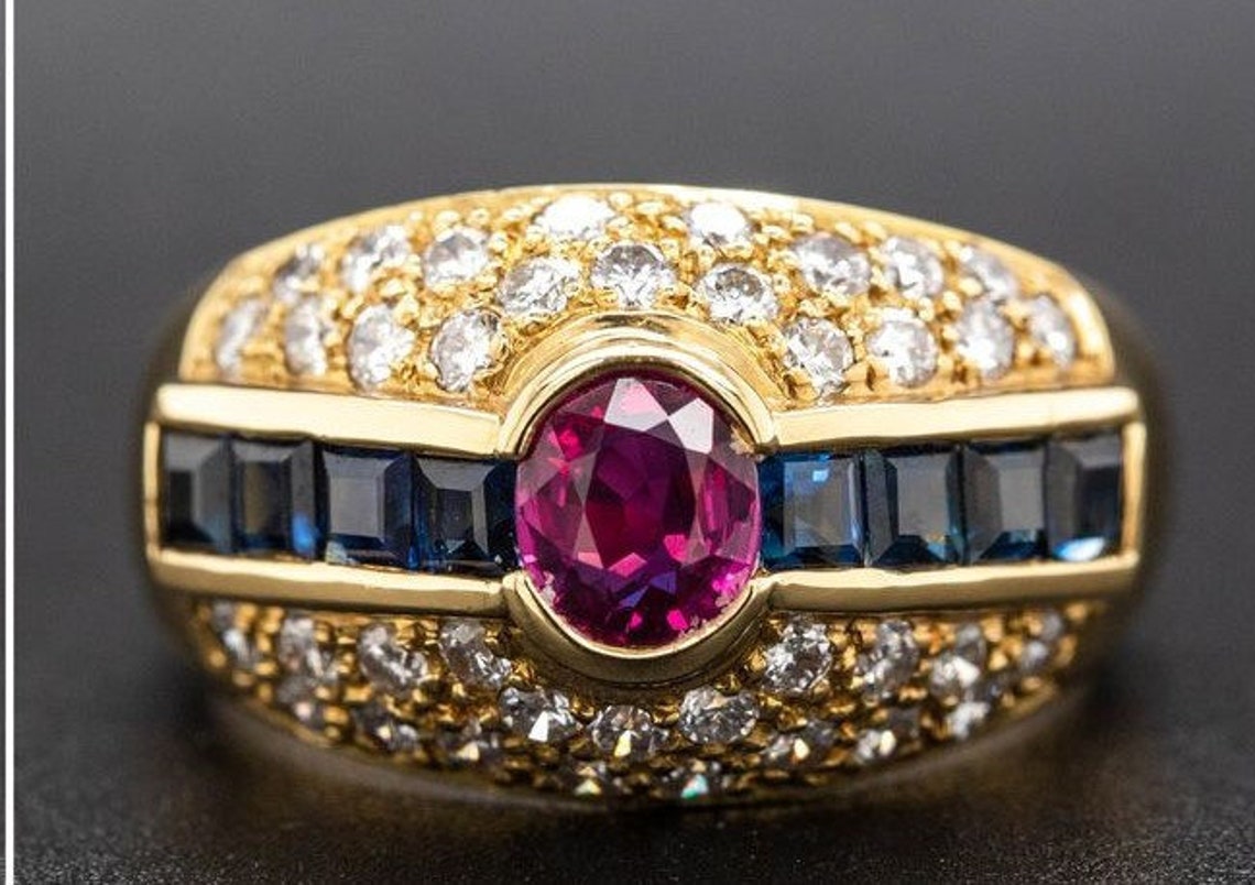 Yellow gold ring 18kt with natural ruby 0.53 ct 8 natural | Etsy
