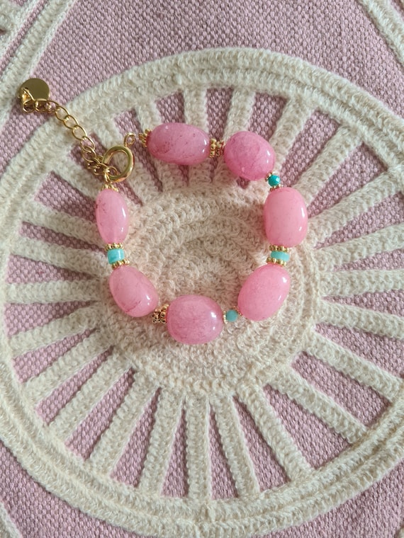 BLOOM bracelet in pink jade beads