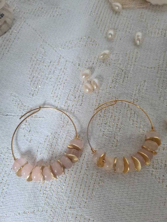 Rosa hoop earrings in gold filled and quartz