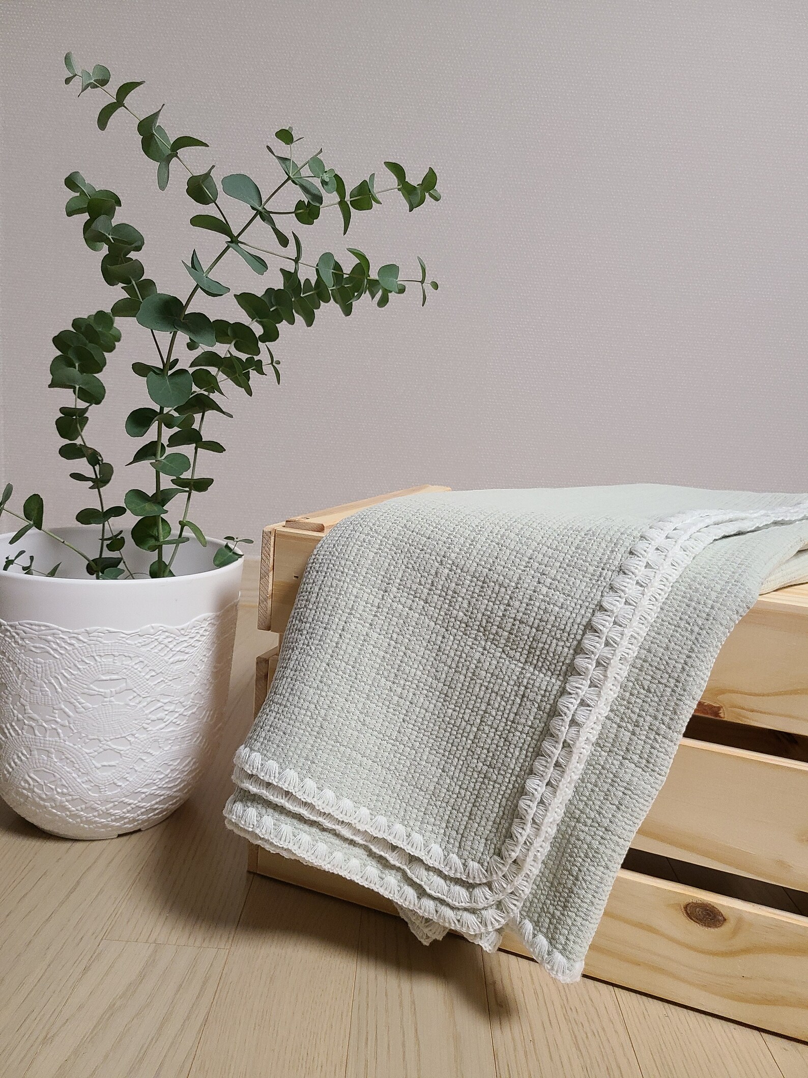 Baby Throw Baby Cotton Blanket Green Mint Blanket Soft Baby Etsy