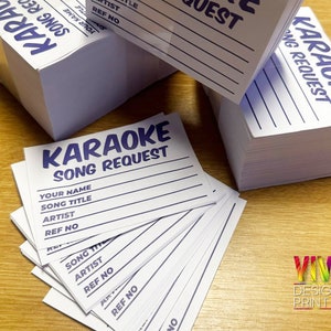 Feuillets de karaoké - Imprimez-vous à la maison ! Noir et blanc à téléchargement numérique, 8 par page (A4) Laser/jet d'encre, idéal pour les DJs karaoké, laser professionnel