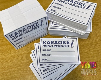 Karaoke Slips - Print at Home! Digital Download 8 Per Page (A4) Laser/Inkjet Great for DJs Karaoke Party&#39;s / Weddings Professional Looking