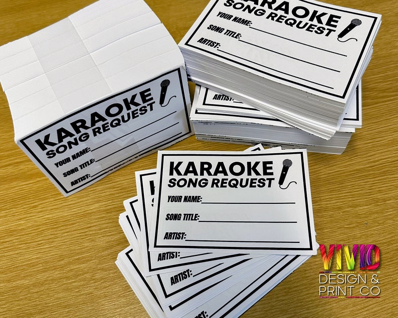 Karaoke Slips - Print at Home! Black White Digital Download 8 per Page ...
