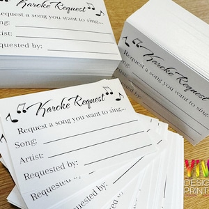 Imprimez à la maison des plaquettes de karaoké élégantes - téléchargement numérique 8 par page (A4) Laser/jet d'encre idéal pour les DJs Karaoké Party / Weddings DJ professionnel