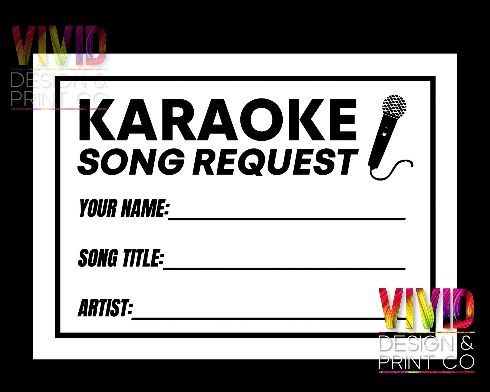 Karaoke Slips - Print at Home! Black White Digital Download 8 per Page ...