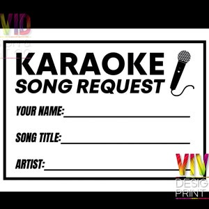 Karaoke Slips - Print at Home! Black White Digital Download 8 per Page ...