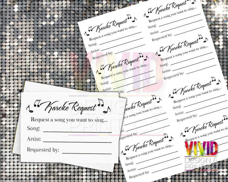 Classy Karaoke Slips - Print at Home! Digital Download 8 per Page (A4 ...