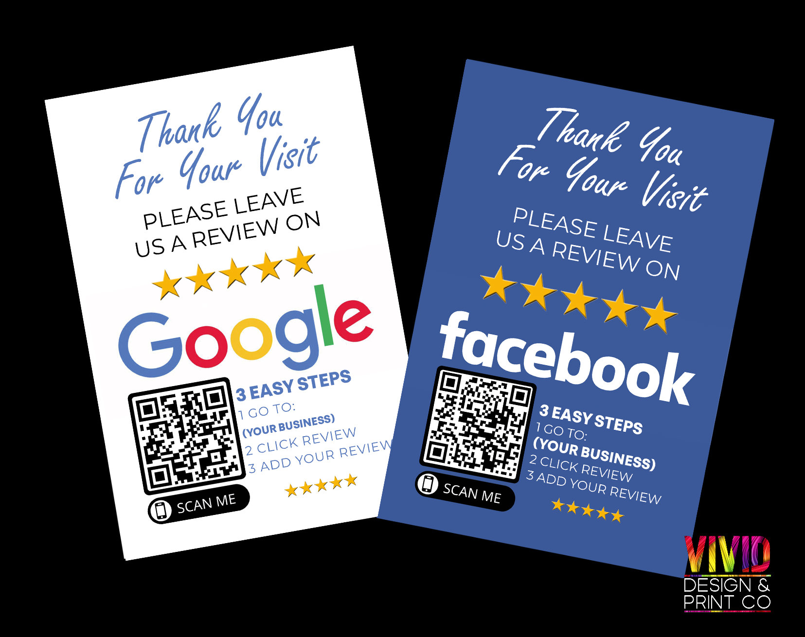 Printed Thank You for Your Visit Review Us Cards for Google Etsy