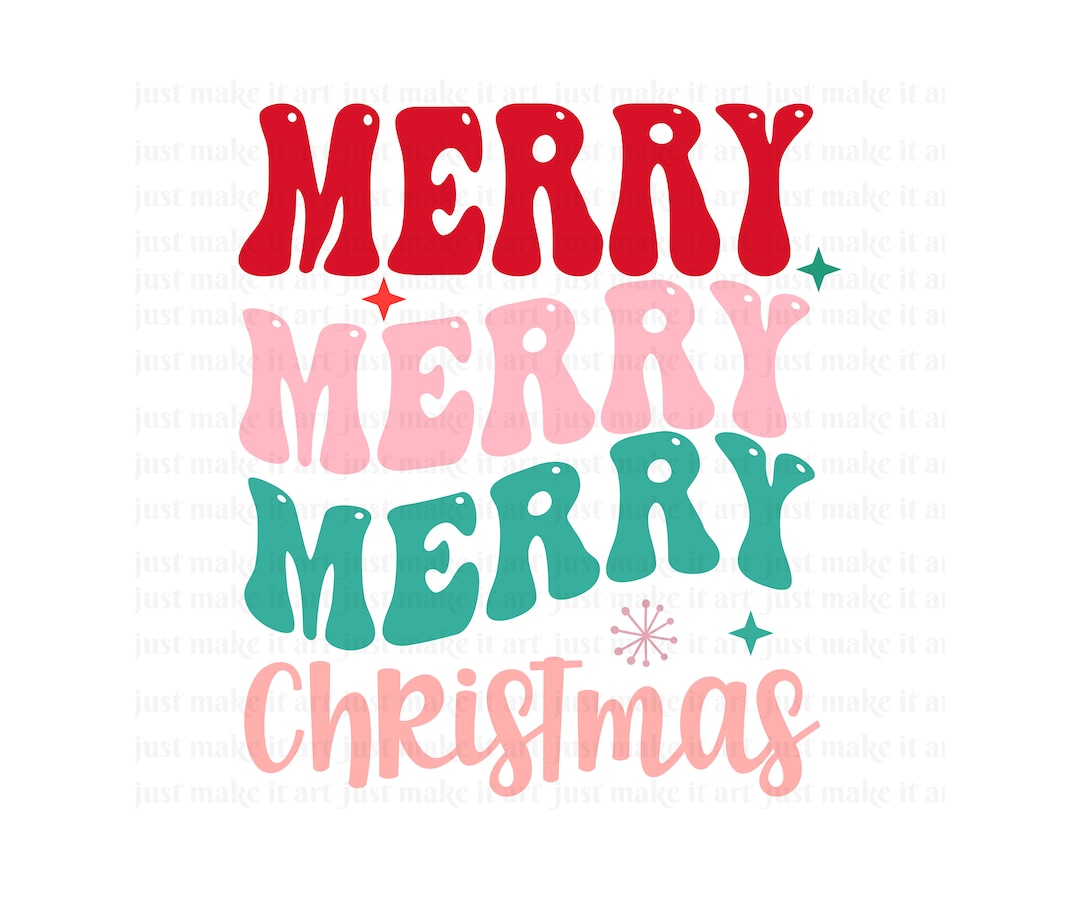 Merry Merry Merry Christmas Word Art Design for DTF Screen - Etsy