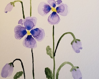 9x6 Purple Pansies