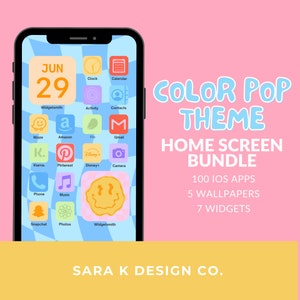 Color Pop App Icons | 100 Colorful App Icons | Aesthetic Bright Rainbow Colors iOS Home Screen Pack