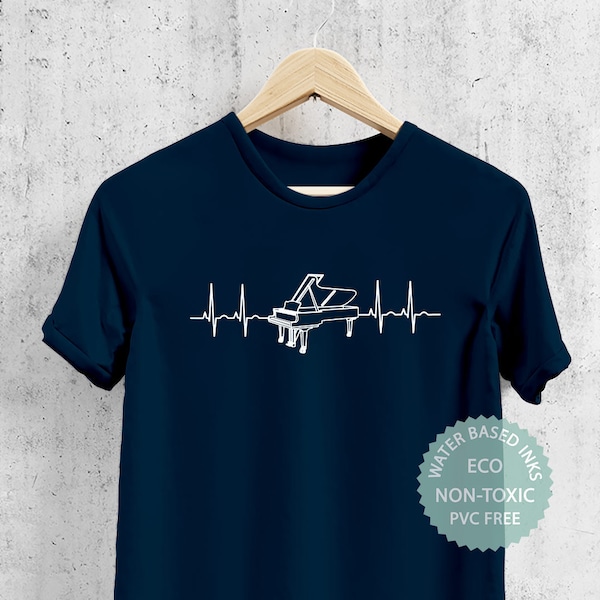 Piano Shirt, Pianist T shirt, Piano Lover T-shirt, Piano Player Gift, Piano Teacher Gift, Pianist Shirt Student Heartbeat Tee Men Women Kids