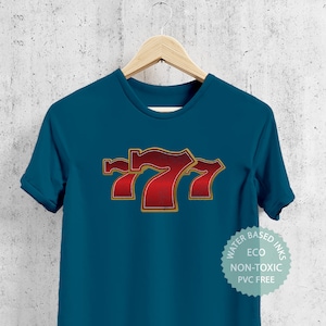 Lucky 7 Shirt Casino T Shirt, Gambling Gift, Retro Slot Machine 777, Triple 7 T-shirt, Las Vegas, Atlantic City, Premium Eco Soft Cotton Tee